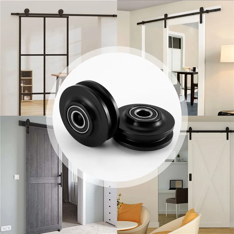 ABGR-2Pcs انزلاق باب الحظيرة عجلة الثقيلة خزانة نافذة بكرة الأسطوانة هادئة انزلاق الباب المسار مثالية DIY بها بنفسك باب الحظيرة
