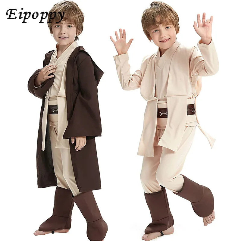 Star Wars Cosplay Costume Kids Jedi Warrior Cosplay Hooded Cloak Clothing Suit Halloween Party Costumes for Child