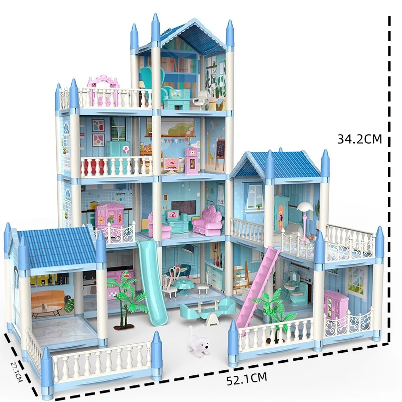 DIYプレイハウスドールハウスセット、シミュレーションヴィラ、親子インタラクション、リトルプリンセスキャッスルおもちゃ