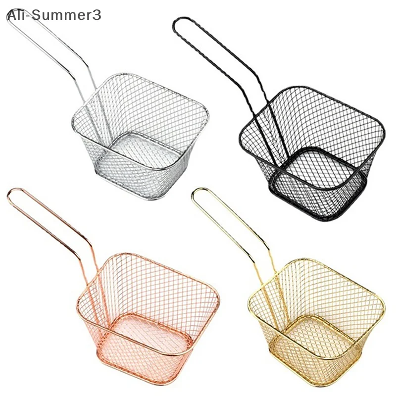 1Pc Stainless Steel Mini Square Frying Basket French Fries Frying Basket Kitchen Oil Separated Tool 9.8*4.1*2.5 inch