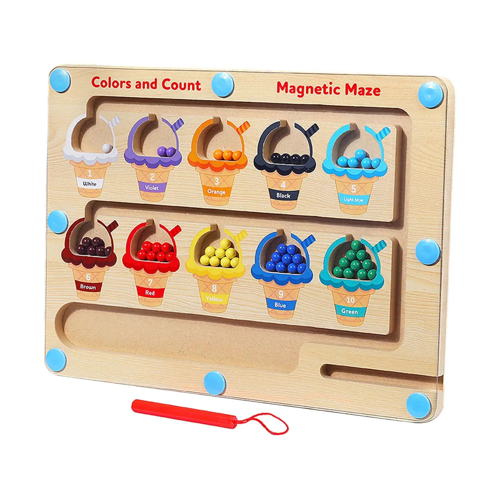 Houten kleuraanpassing Leren tellen Puzzelbord Activiteiten Tellen Matching Board voor kinderen van 3 jaar, meisjes, jongens, peuters