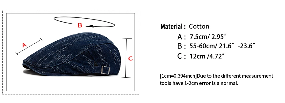 Denim Vintage Berets Männer Frauen Zeitungsjunge Mütze Sommer Casual Baumwolle Einlagige Visier Flachen Hut Herbst Retro Zerrissene Baskenmütze Unisex – Detail 3