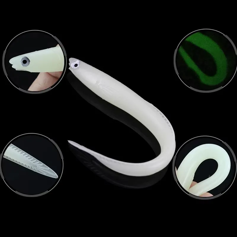 WEIHE 5 Stück 14cm 6,3g Weicher Angelköder Seebarsch Kunstköder Elektrischer Aal Shad-Aal Needfish Angelzubehör – Detail 3