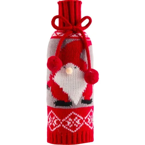 Eternal High Collar Christmas Wine Bottle Cover Smooth Surface Knitted Fabric For Holiday Gift Wine Bottle Sweater Home (Yurt from)