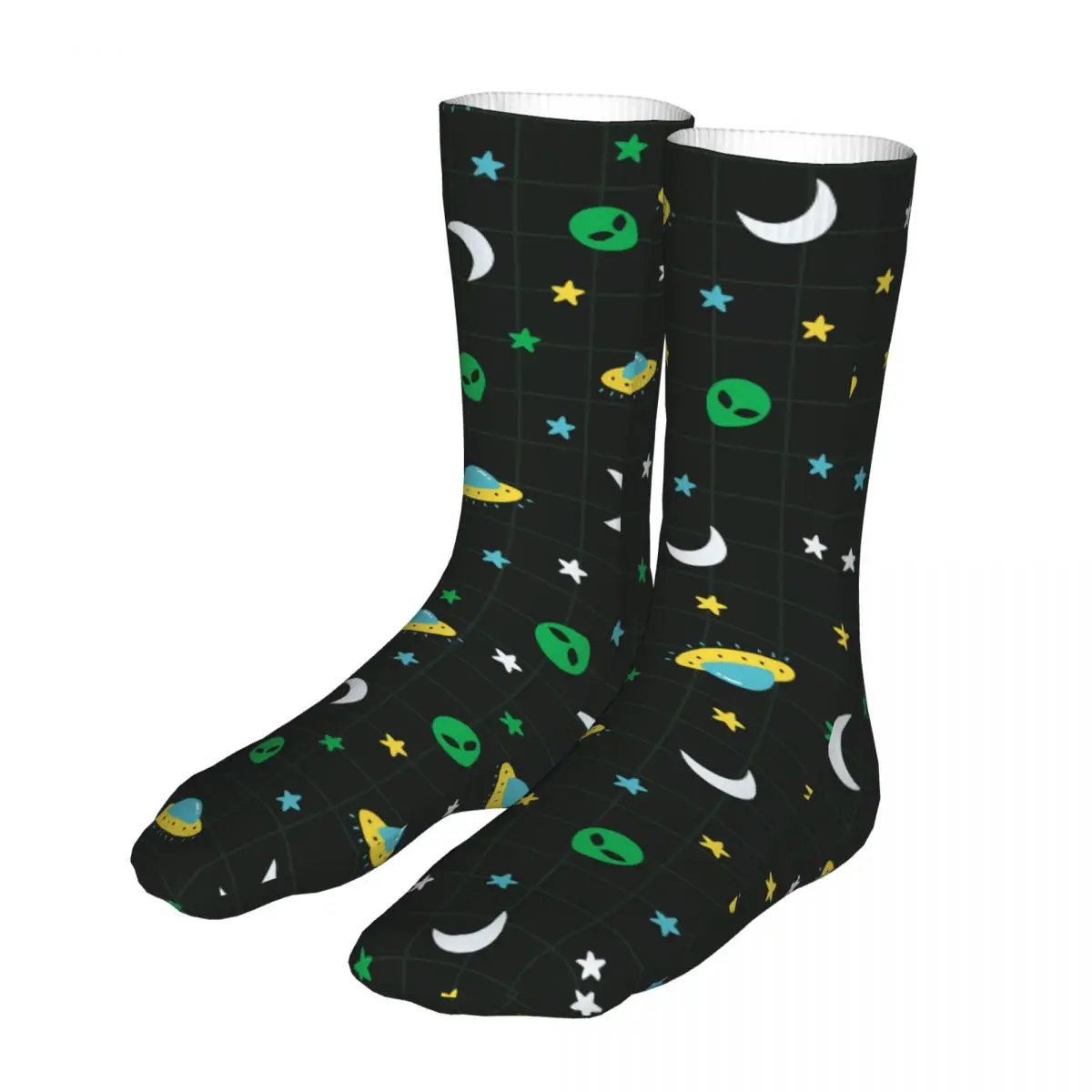 Compression Alien Ufo Moon Star Outer Space Pattern Woman Socks 2022 Men Sport Socks