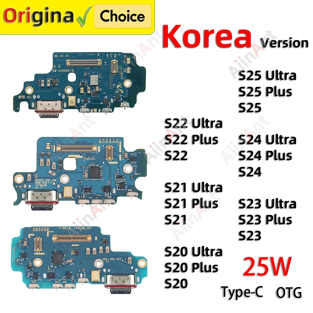 

USB Mic Dock Board Connector Charging Port Flex Cable For Samsung Galaxy S25 S24 S23 S21 S20 Plus Ultra G981N G986N G988N Korea