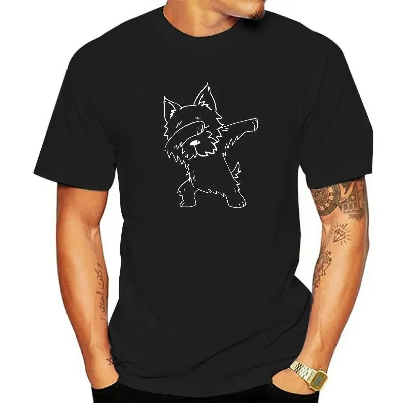 Dabbing Yorkshire Terrier Dog Funny T Shirts Cotton Short Sleeve Harajuku Graphic T-shirt Streetwear Top Tees Men