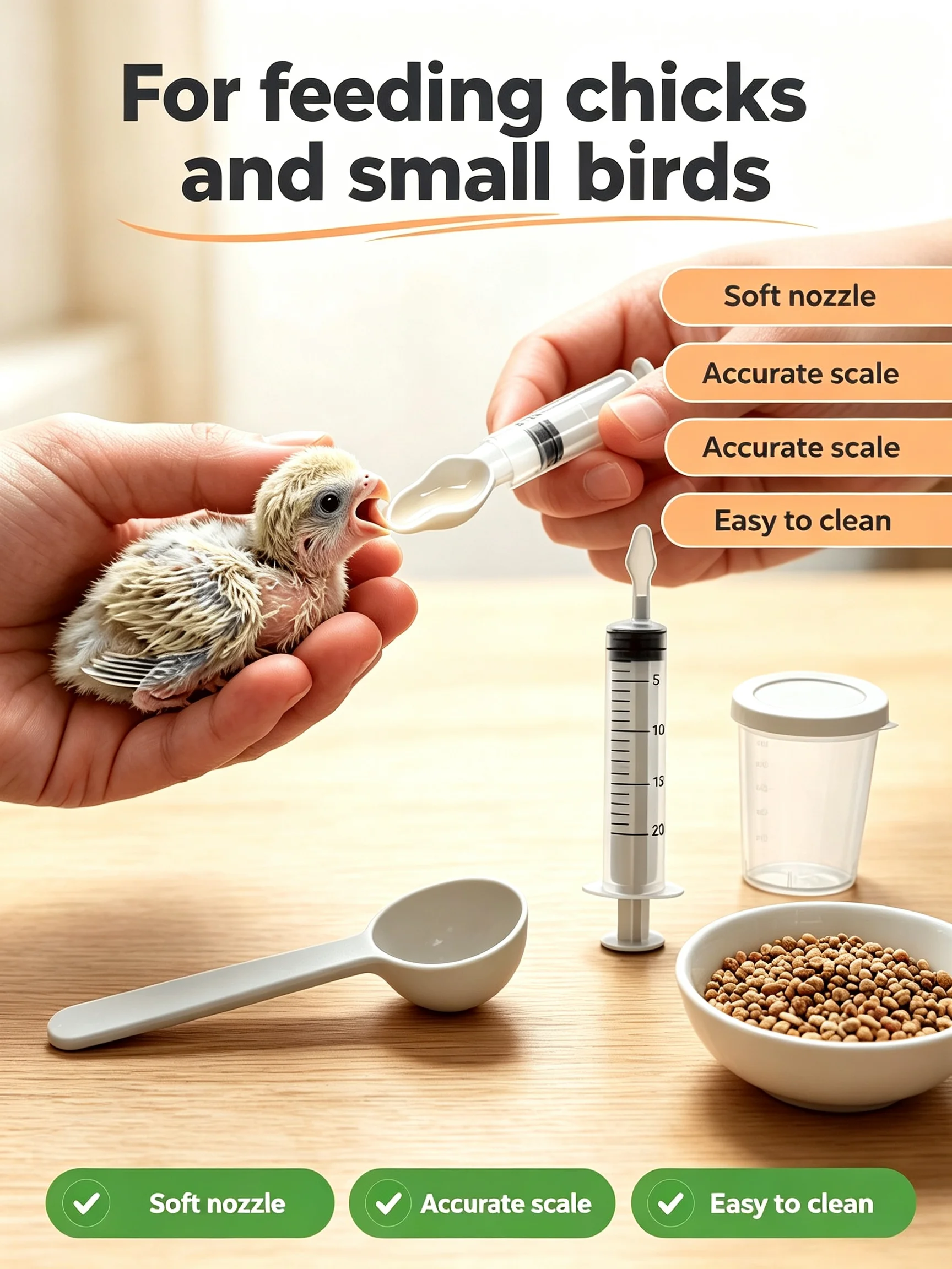 20ml/0.68 Oz Hand-raising Tool for Pet Bird Feeding Parrot Bird Needle Feeder Chick Feeding Spoon Budgie Cockatiel Feeding Spoon