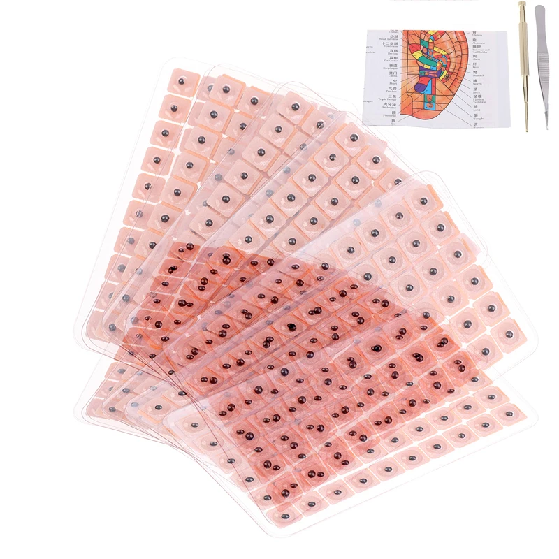 4 In 1 Set Multi-Condition Ear Seeds Acupuncture Auricular Sticker Kit 600pcs With Acupressure Chart Tweezer Auricular Probe