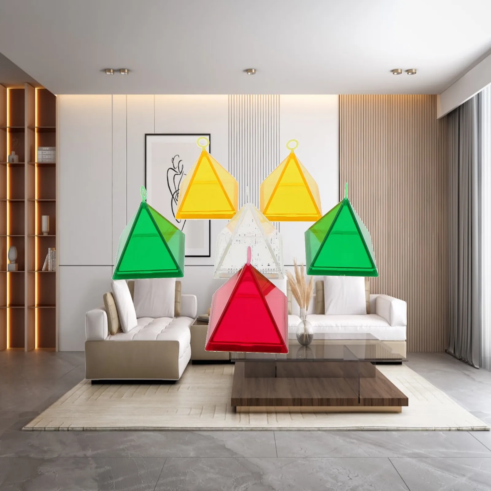 Helium Balloons Falling Gravity Weights Pyramid Pendant Blocks Plastic Gift Box for Events Supplies