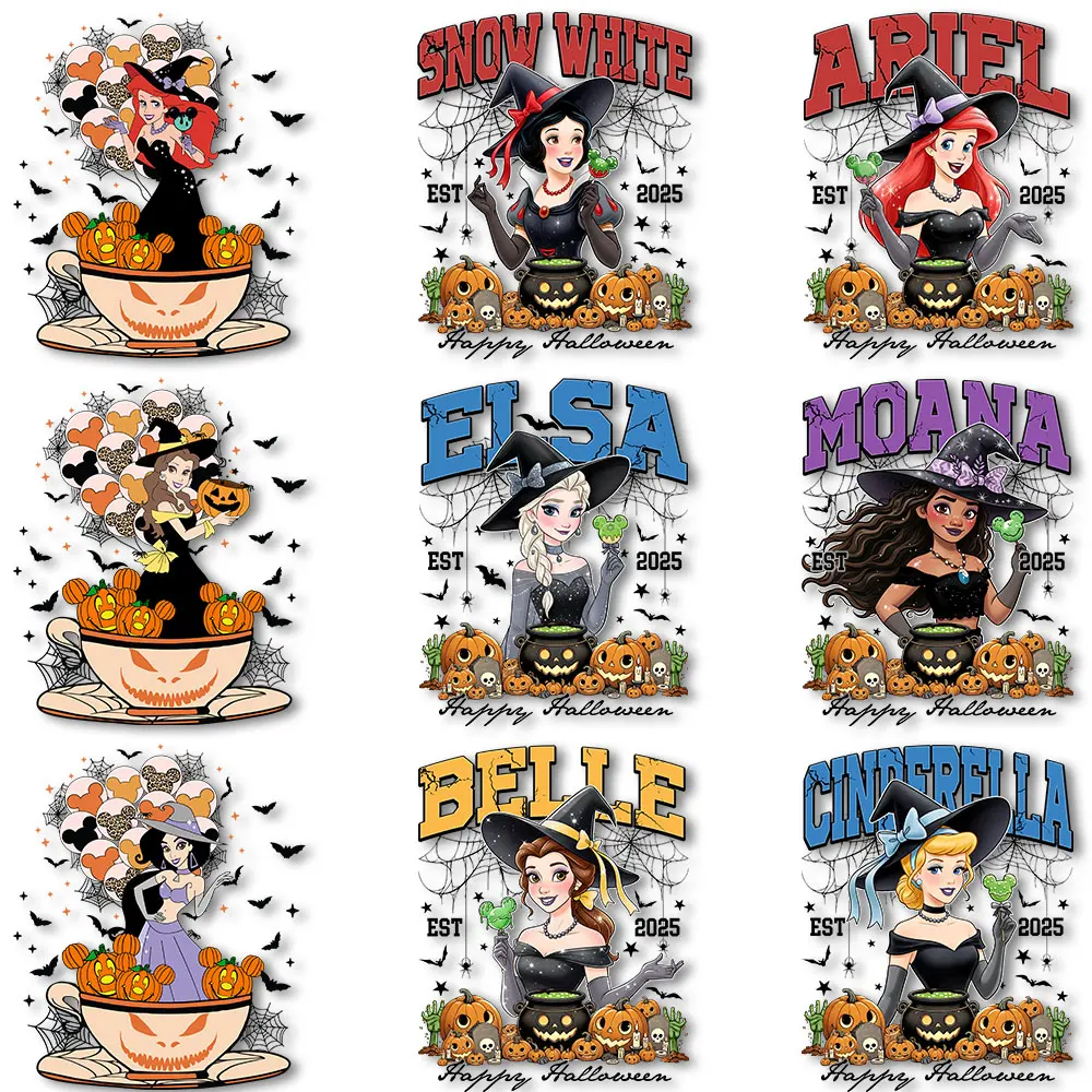 

Princesses Halloween Heat Transfer Stickers for Clothes Iron on Decals Thermal Patches on Tshirts