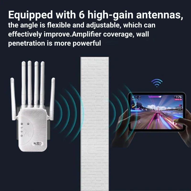 1200Mbps WiFi Repeater Dual Band Wireless 2.4G 5GHz Amplifier Network Long Range Signal Booster For Home Office Wi-Fi Repeater
