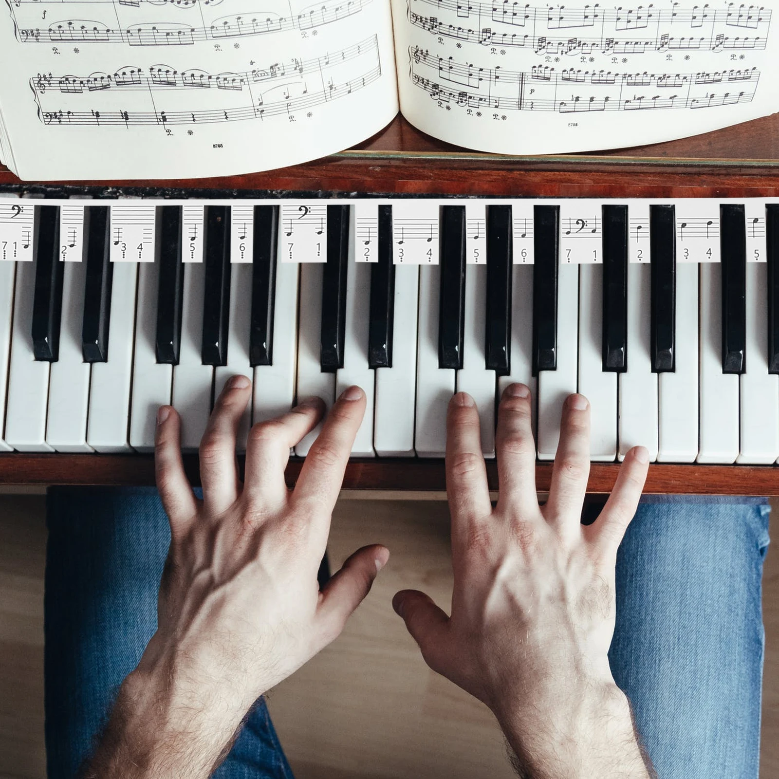 

2 Pcs Piano Keyboard Sticker Detachable 88 Key Synthetic Paper Decal Easy Paste Tear No Residue Durable Safe Material Beginner