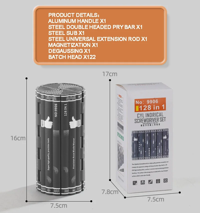 Imagem -05 - Precisão Chave de Fenda Grupo Carretel Criativo Projeto de Armazenamento Ferramentas de Reparo Magnético Phillips Torx Hex Bit Chave de Fenda Manual 128 em 1