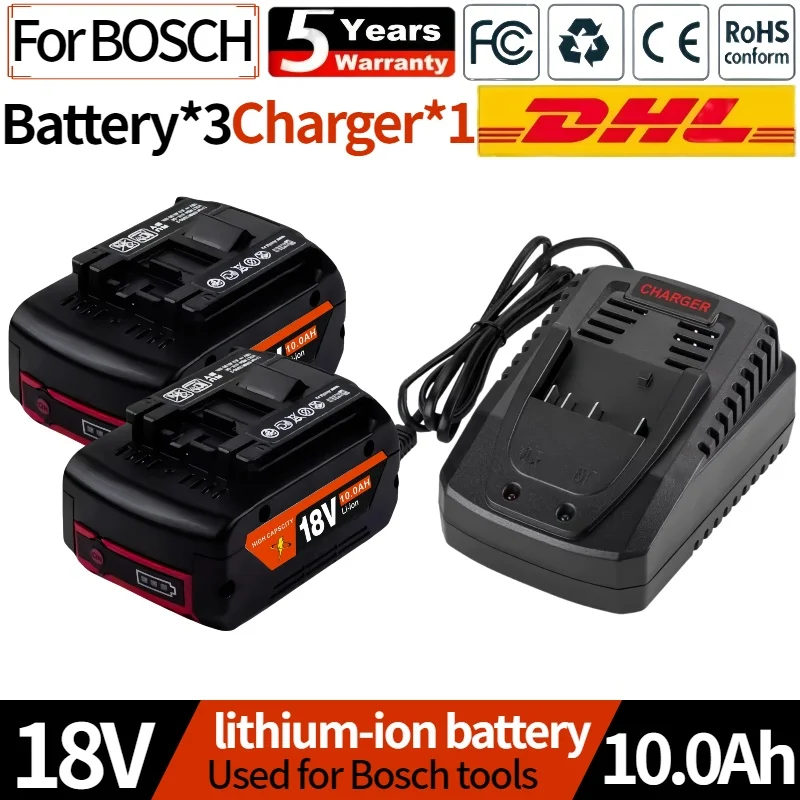 

100% Original 18V 10ah Rechargeable Lithium Ion Battery for Bosch 18V 10.0A Backup Battery Portable Replacement BAT609