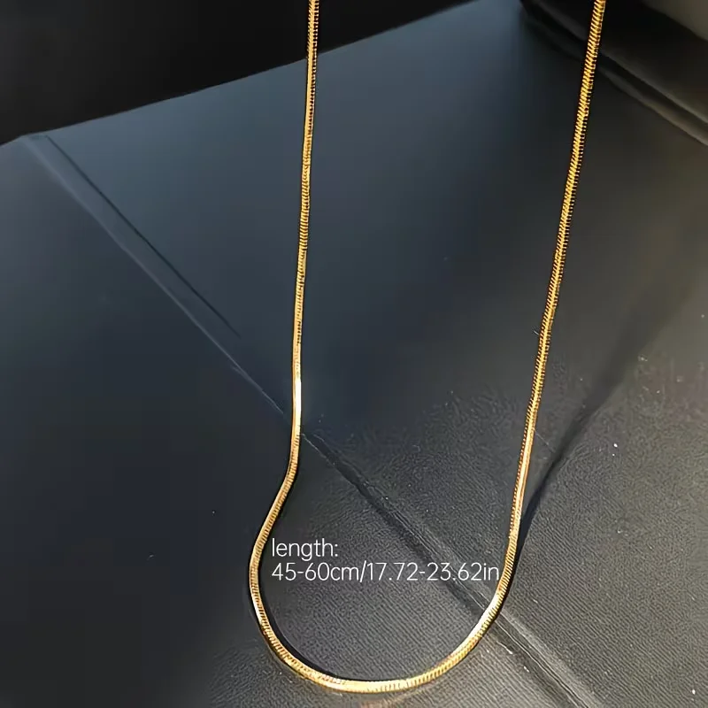 Minimalist Simply 1mm Width Round Snake Chain Stainless Steel Necklaces Gold Plated No-fade Solid Neck Jewelry Unisex 18-24inche
