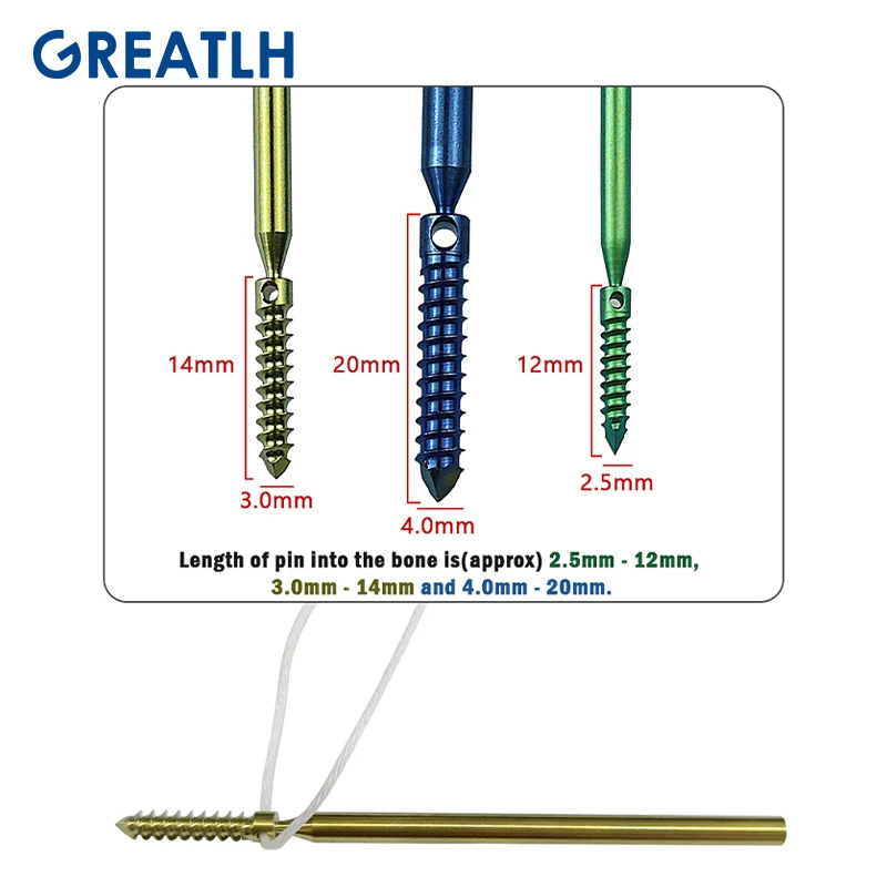 Titanium Threaded Suture Anchor Artificial Ligament Hollow Tube 60cm Veterinary Orthopedic Instrument pet