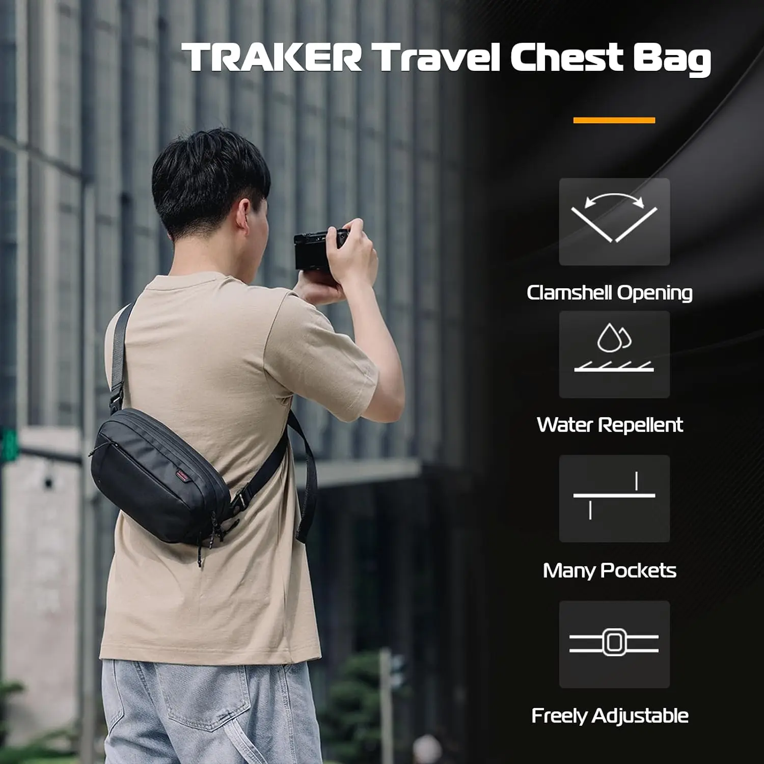 Ulanzi BP08 TEAKER Travel Chest Bag Multi-compartment Storage Bags Waterproof Messenger Pack with Double Zipper Pull