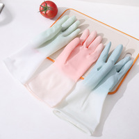 1Pair Silicone Cleaning Gloves Dishwashing Cleaning Gloves Scrubber Dish Washing Sponge Rubber Gloves Kitchen Cleaning Tools