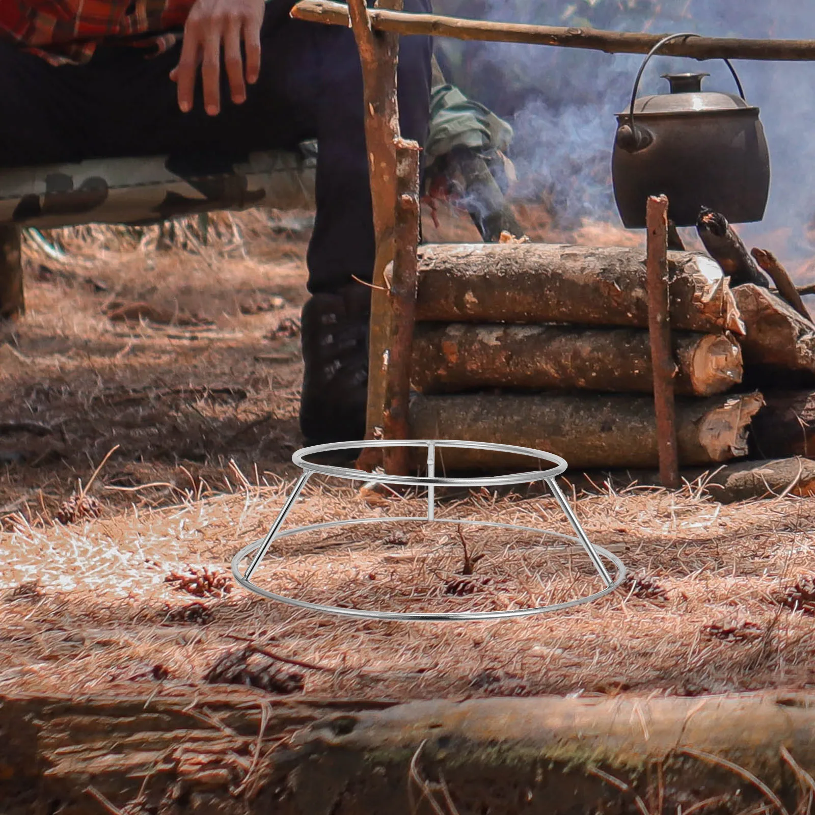 

Stainless Steel Round Boiler Camping Rack Outdoor Cooking Heavy Duty Pot Stand Firewood Sturdy Stable Multifunctional Household