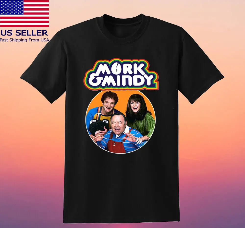 Mork & Mindy Movie TV SHow Men's Black T-shirt Size S-5XL