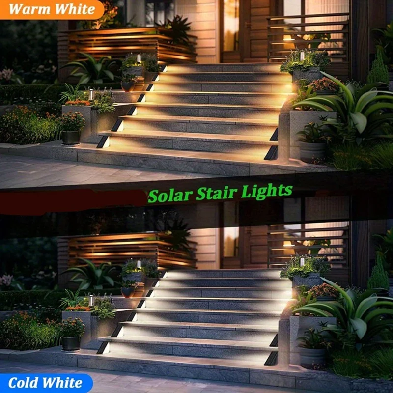 6Pack Solar Step Lights For Outside Waterproof, Outdoor Deck Steps Lights, Triangle Solar Stair Lights For Front Porch