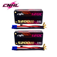 2 Packs CNHL Racing Series LiHV 5200mAh 7.6V 2S 120C HV Shorty Hard Case Lipo Battery with EC3 Plug For RC Racing