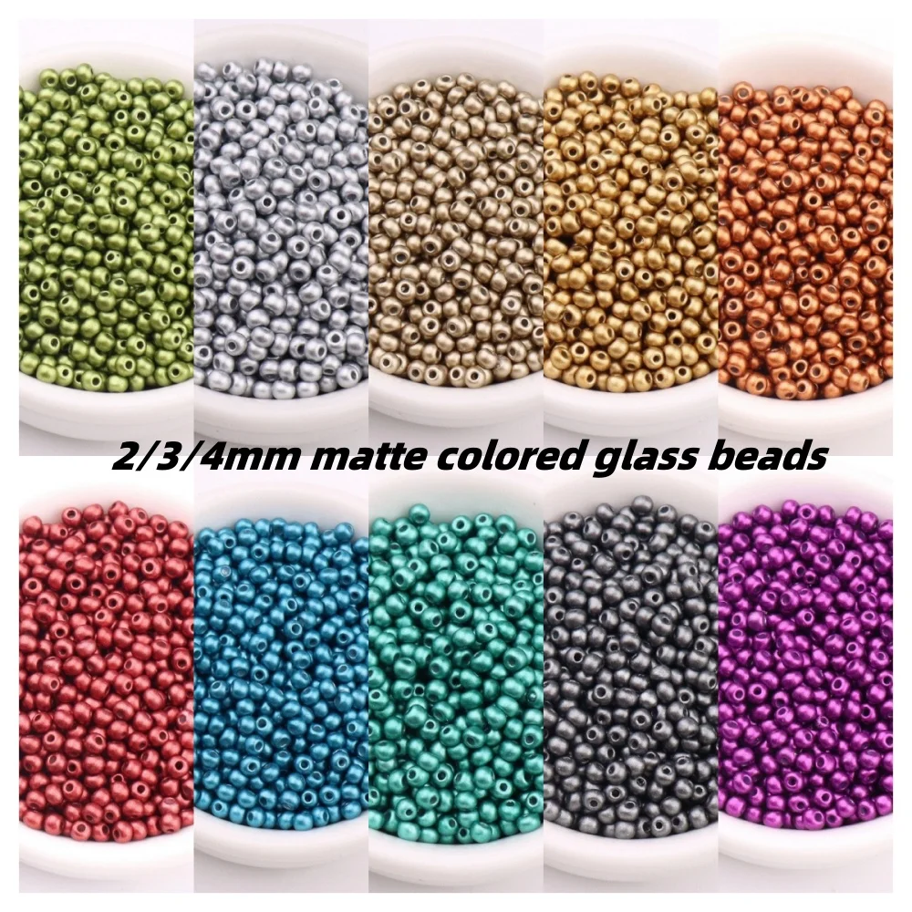 2mm 3mm 4mm Frosted Undurchsichtige Metallic Farben Glas Rocailles Matte Runde Spacer Reis Perlen Für Diy schmuck Machen Kleidungsstücke Nähen