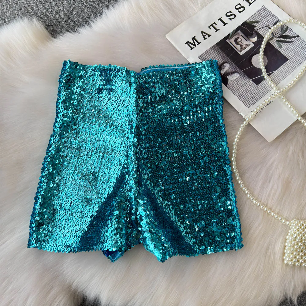 Shinny Sequins Short Pants Women Hot Summer High Waisted Female Booty Shorts Sexy Girl Streetwear Y2k Short Pants Dropshipping