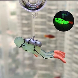 Aquarium Decoration Floating Cartoon Luminous Dark Diver With Ball Aquascape Decorative Ornament For Fish Tank Accessories