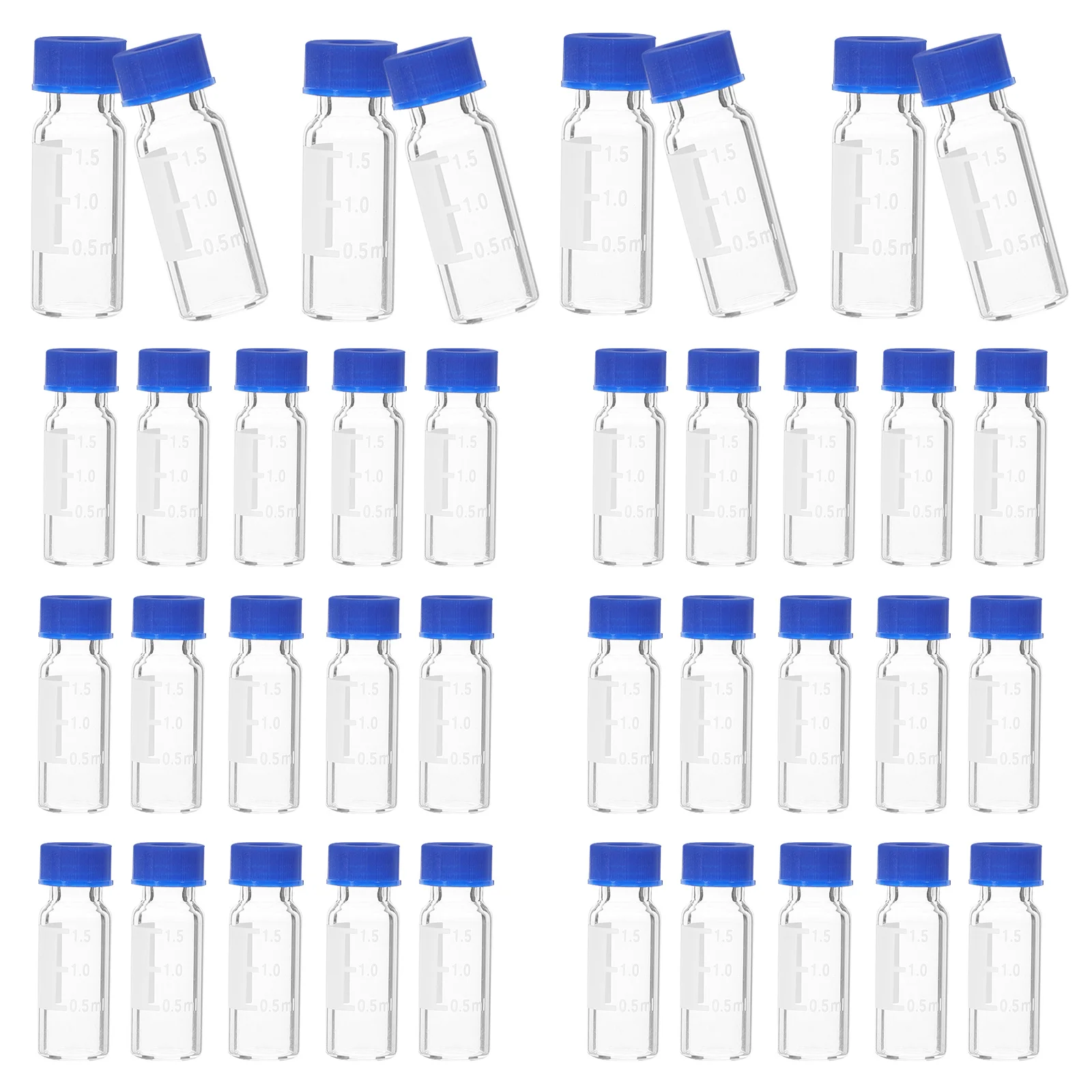 100 Stück Probenglasflaschen, Laborgläser mit Deckel, Mini-kleine, klare Flaschen, Fläschchen, blau, winzig