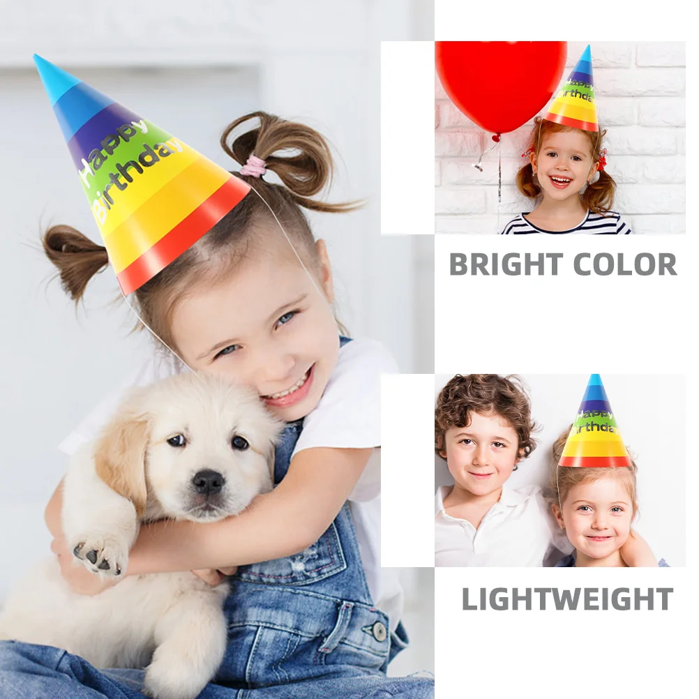 20 Pcs Rainbow Birthday Hat Decorative Party Prop Small Hats Lovely Headwear Props New Born