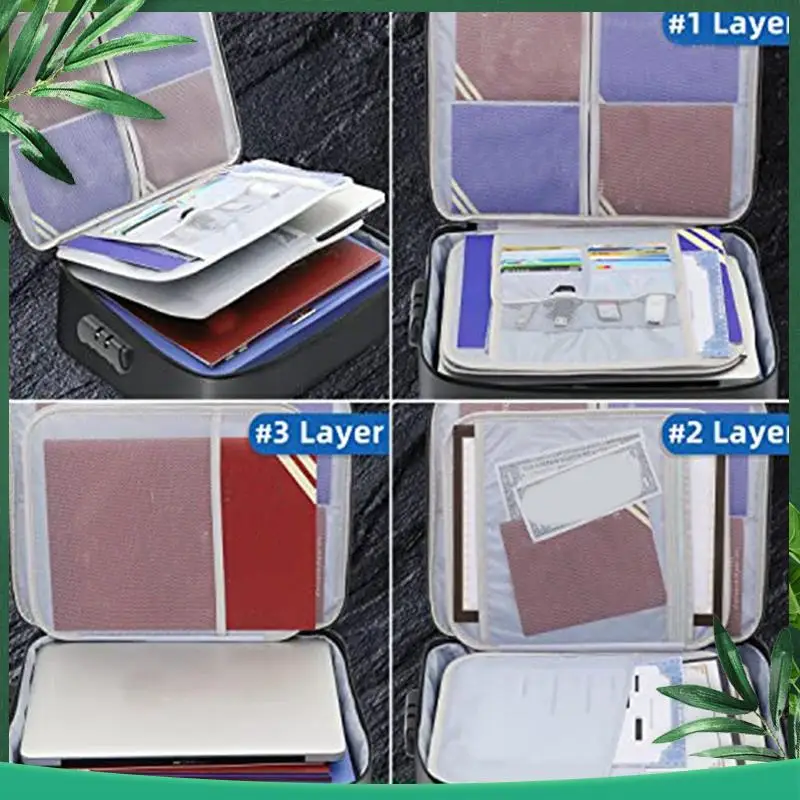 (NEW) Document Bag With Lock - Fireproof Moisture Proof 3-Layer 15X11 Inch Important Document Organizer