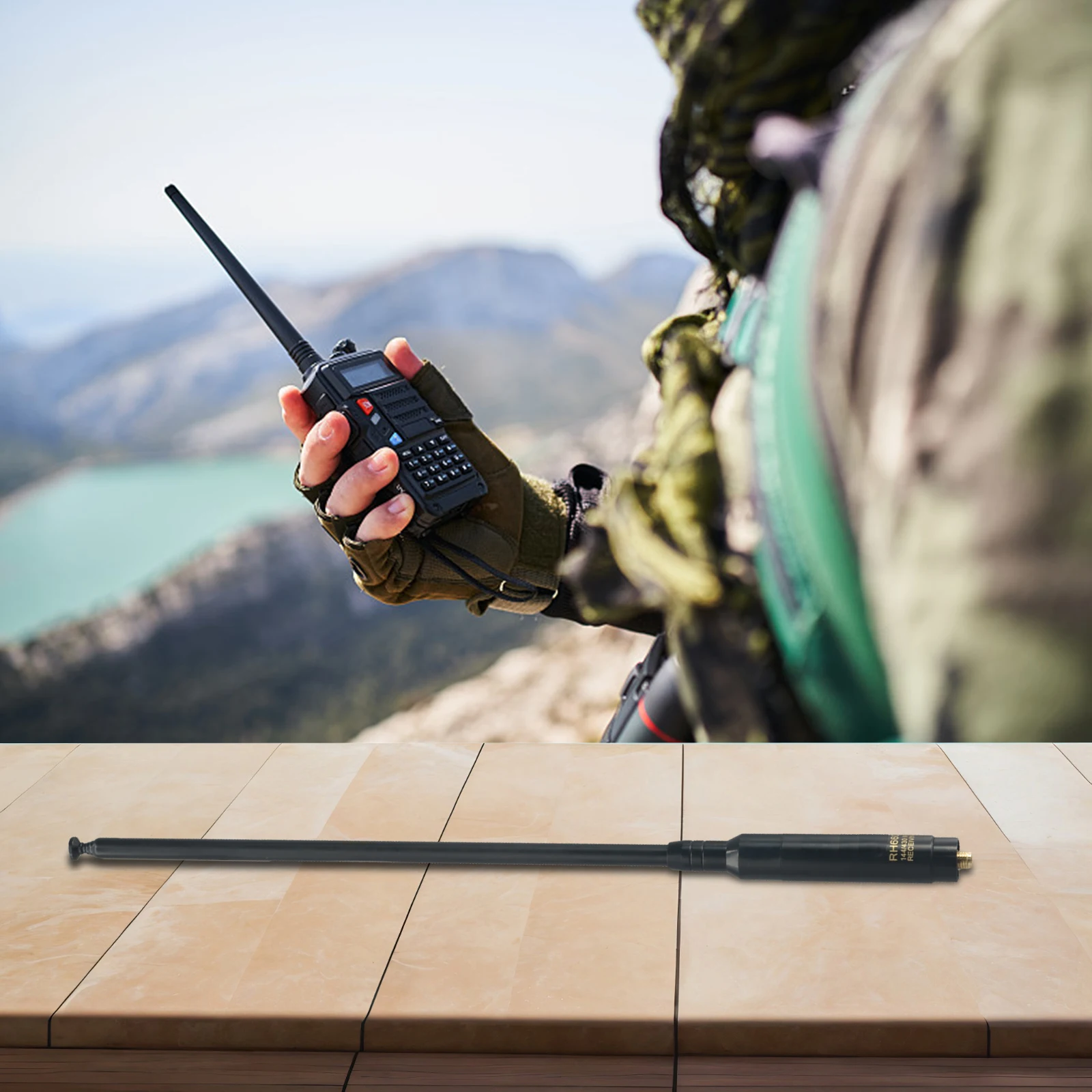 RH660S เสาอากาศสแตนเลส High-Gain Dual Walkie-Talkie Telescopic เสาอากาศสําหรับ SMA-Female สําหรับ SMA-ชาย