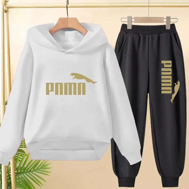 

Children 3-12 Age Boy Girl 2 Piece Set Leisure Letter Outerwear Hoodie+Trousers Pullover Cute Hooded Autumn winter Sportswear