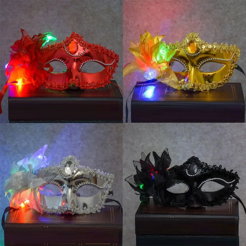 

10 шт. светодиодный светящийся мигающий свет цветок маскарад венецианская маска костюм день рождения сексуальный бал Рождество
