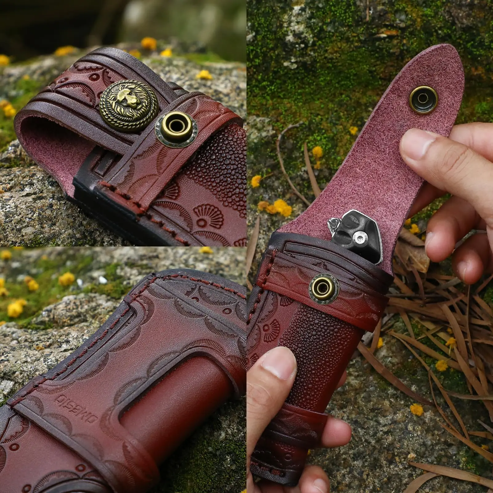 OMESIO Guaina per coltello in pelle da 4,53'' (M) per tasca, pieghevole e portacoltelli orizzontale