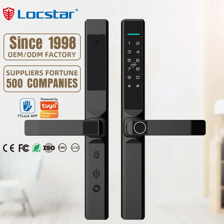 European Standard Aluminium Smart Door Lock App Enabled Fingerprint Cerradura Digital Keypad Thin Lock