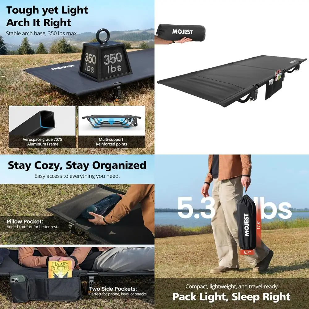 

Портативная легкая походная кровать для взрослых - выдерживает до 350 фунтов, идеально подходит для активного отдыха, походов, пеших прогулок и альпинизма.