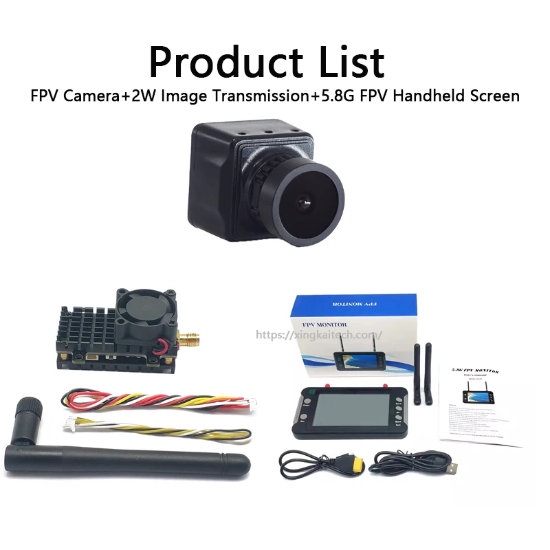 10KM 5.8G 2W Video Transmission Camera FPV Wireless Transmission Low Latency 1200TVLCamera+5.8G 4.3inch Display Screen