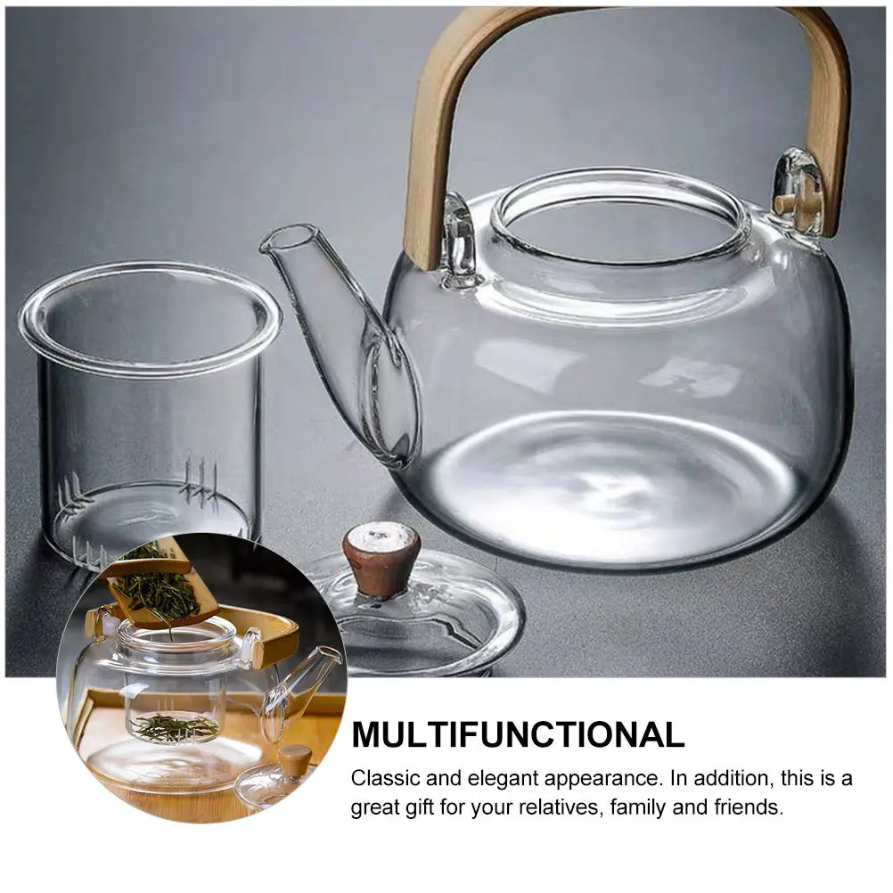 

1Pcs Household Teapot Heat-Resistant Glass Tea Pot Modern Design Ergonomic Handle for Home Office Outdoor Use