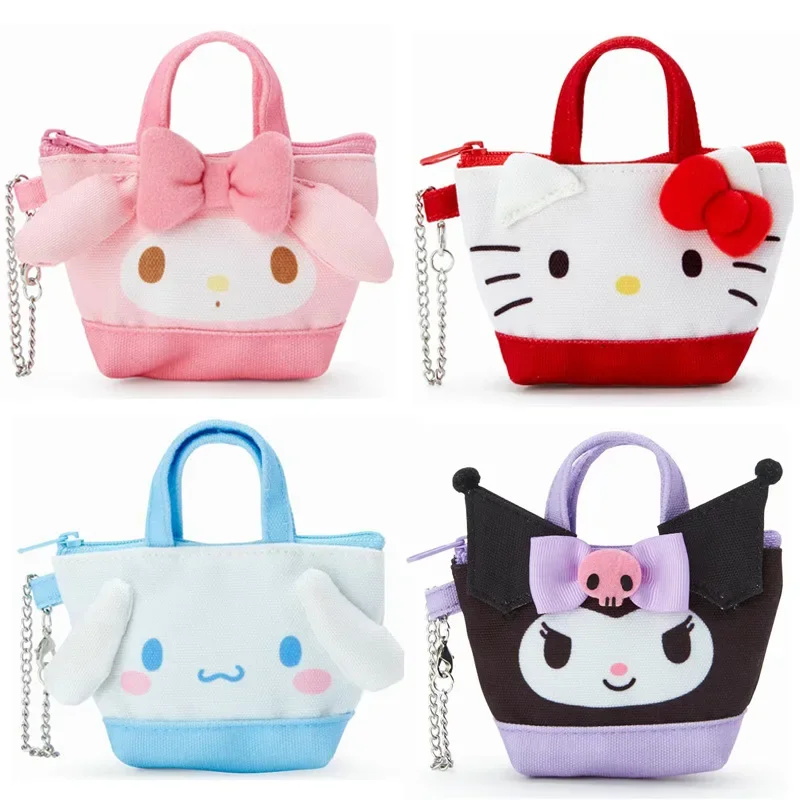 Hello Kitty Cute Cartoon Purse My Melody Kuromi Cinnamon Dog Coin Purse Headphone Storage Bag Girl with Mini Purses and Handbags