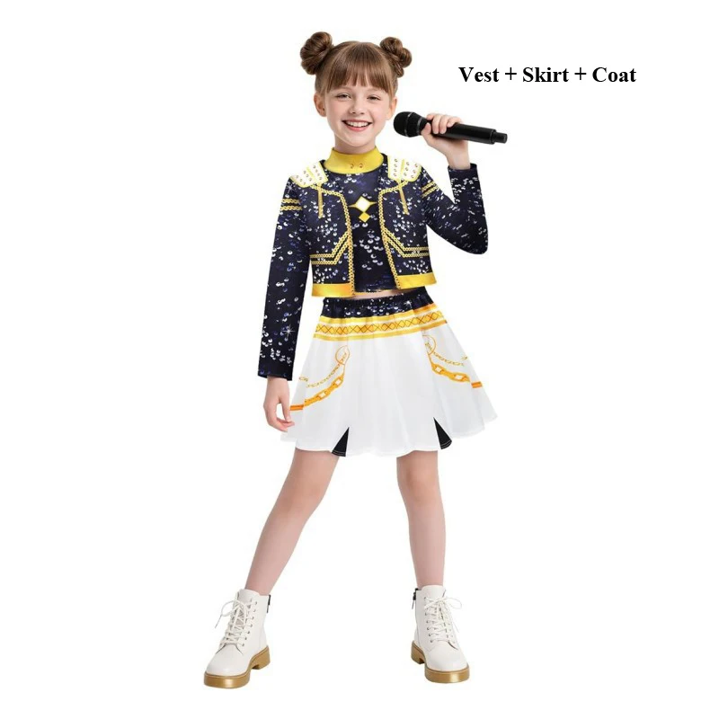 زي تنكري للفتيات، فستان تنكري جديد للأطفال K-Pop Demon Hunters Mira Rumi Zoey مطبوع ثلاثي الأبعاد لبدلات حفلات الهالوين