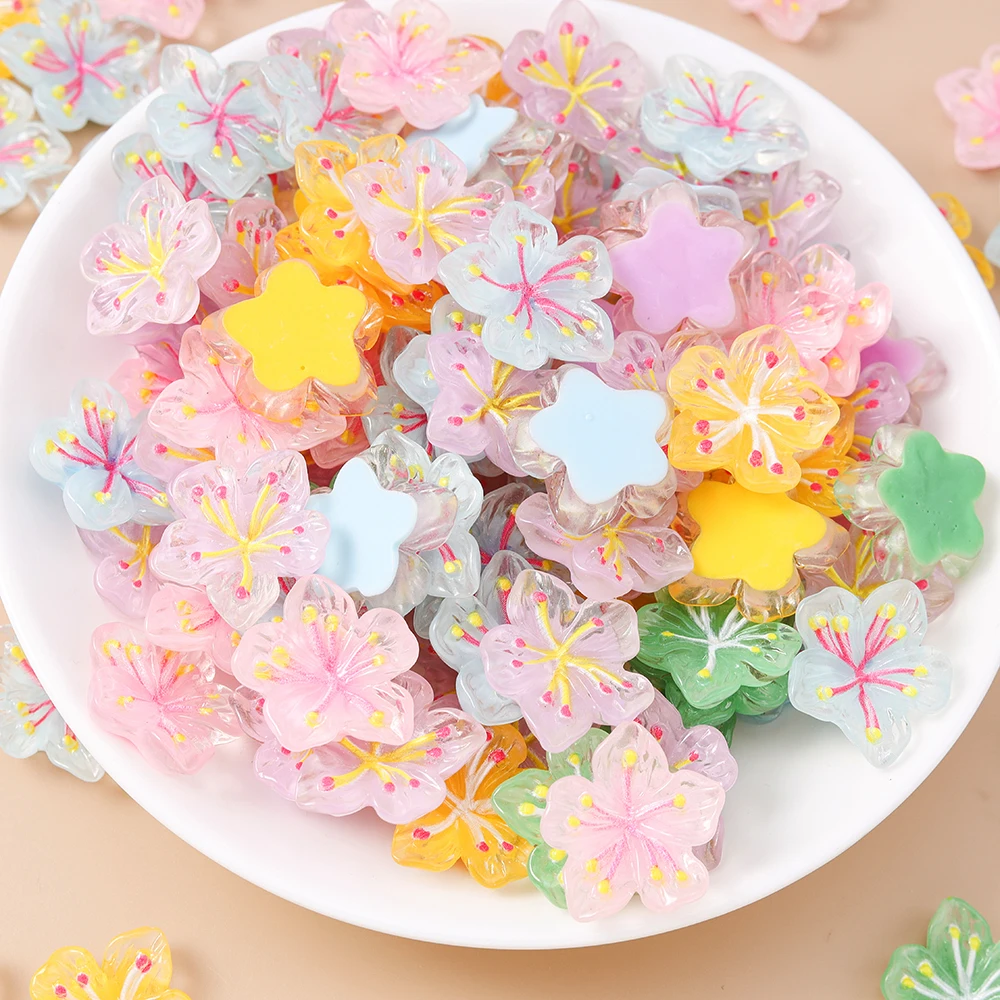 Leslie 15 Stück süße neue Harzblüten-Mini-Blume mit flacher Rückseite, Cabochon, Sammelalbum, Kawaii, DIY-Verzierungen, Zubehör – Detail 5