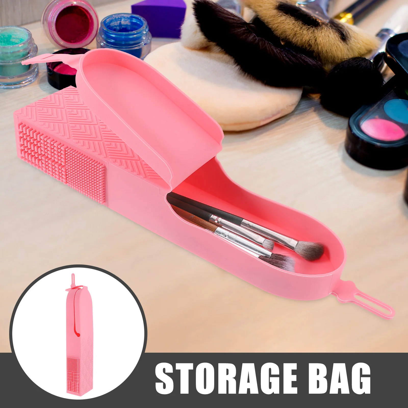 

Makeup Brush Holder Silicone Travel Case Portable Brush Organizer Waterproof Dustproof Storage Pouch for Makeup