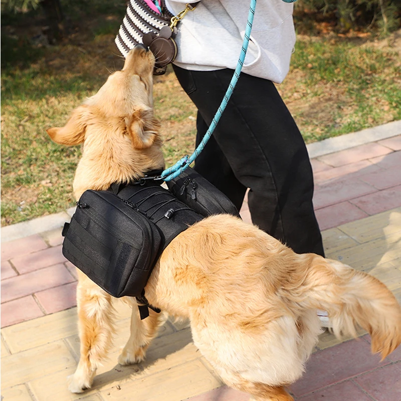 Pet Dog Carrier Bag Large Capacity Tactical Backpack for Medium Large Dogs Dismountable Backpack Bag Two Pockets Snacks Toys Bag