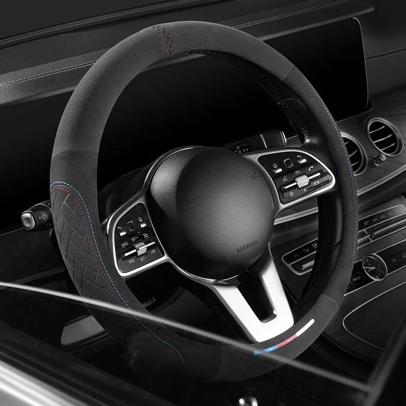 

Deluxe Suede Car Steering Wheel Cover Universal Steering Covers Car Accessories Interior O/D Type Non-slip Steering Wheel Covers