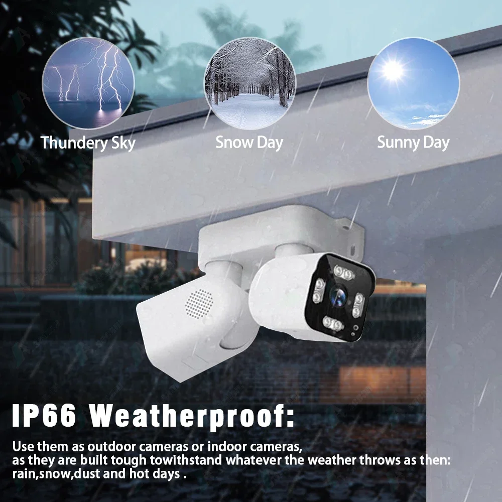 Cámara IP de doble lente para exteriores, videocámara de vigilancia CCTV con WiFi, pantalla Dual, 5MP, Zoom 10X, PTZ, seguimiento automático nocturno a Color, 10MP