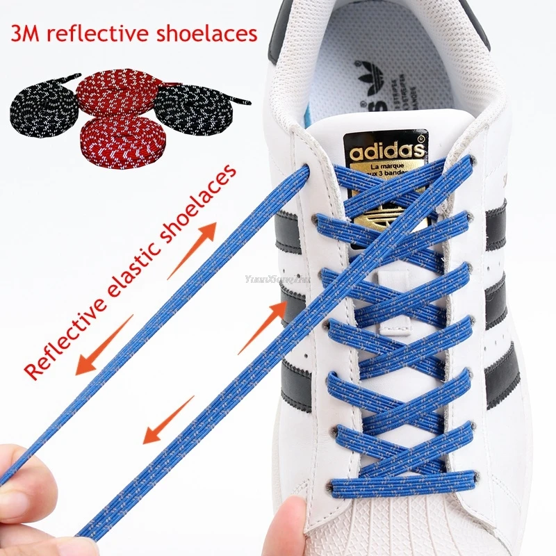 Reflective No Tie Shoe Laces Rubber Bands Magnetic Shoelaces for Sneakers Elastic Laces Without Ties Kids Adult Quick Shoe Lace