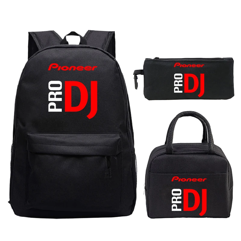 Mochila con estampado Pioneer Pro DJ, juego de bolsa para el almuerzo y estuche para lápices, Mochila escolar de nailon para estudiantes, Mochila para niños y niñas, Mochila de viaje, 3 uds.